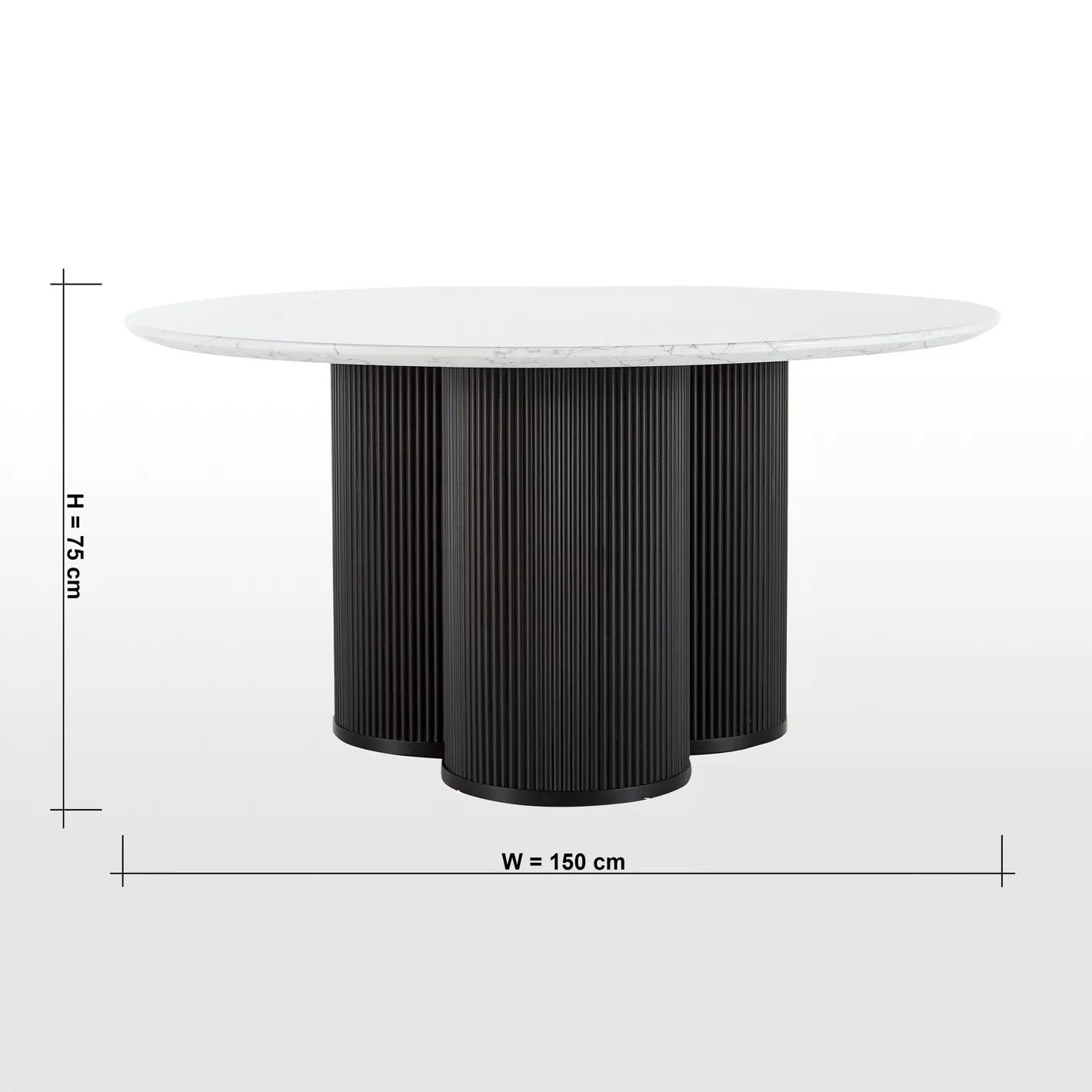 Monochromer 6-Sitzer-Esstisch mit Marmorplatte