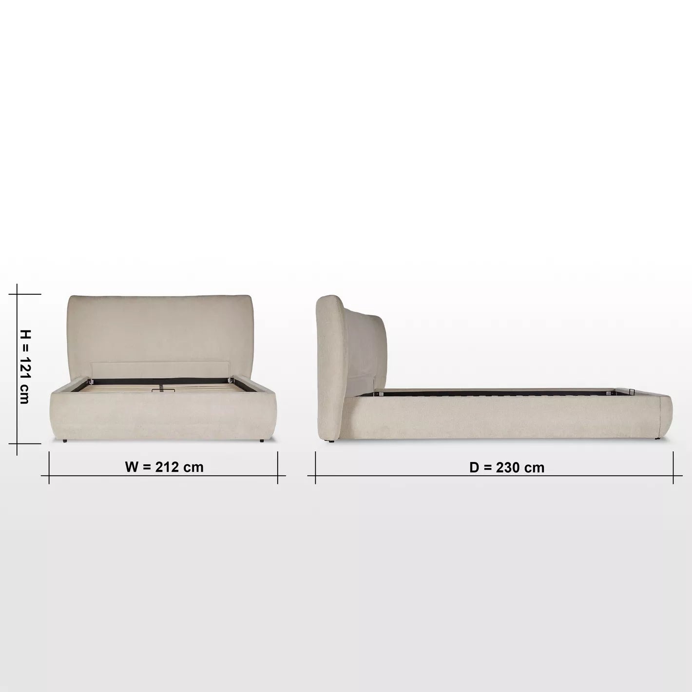 Melissa Queen-Bett mit hydraulischem Stauraum – 160 × 200 cm