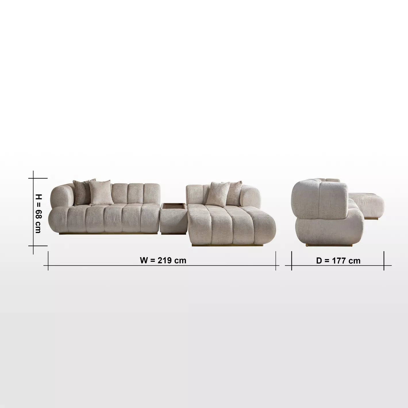 Nomad 4-Sitzer Samt-Ecksofa rechts