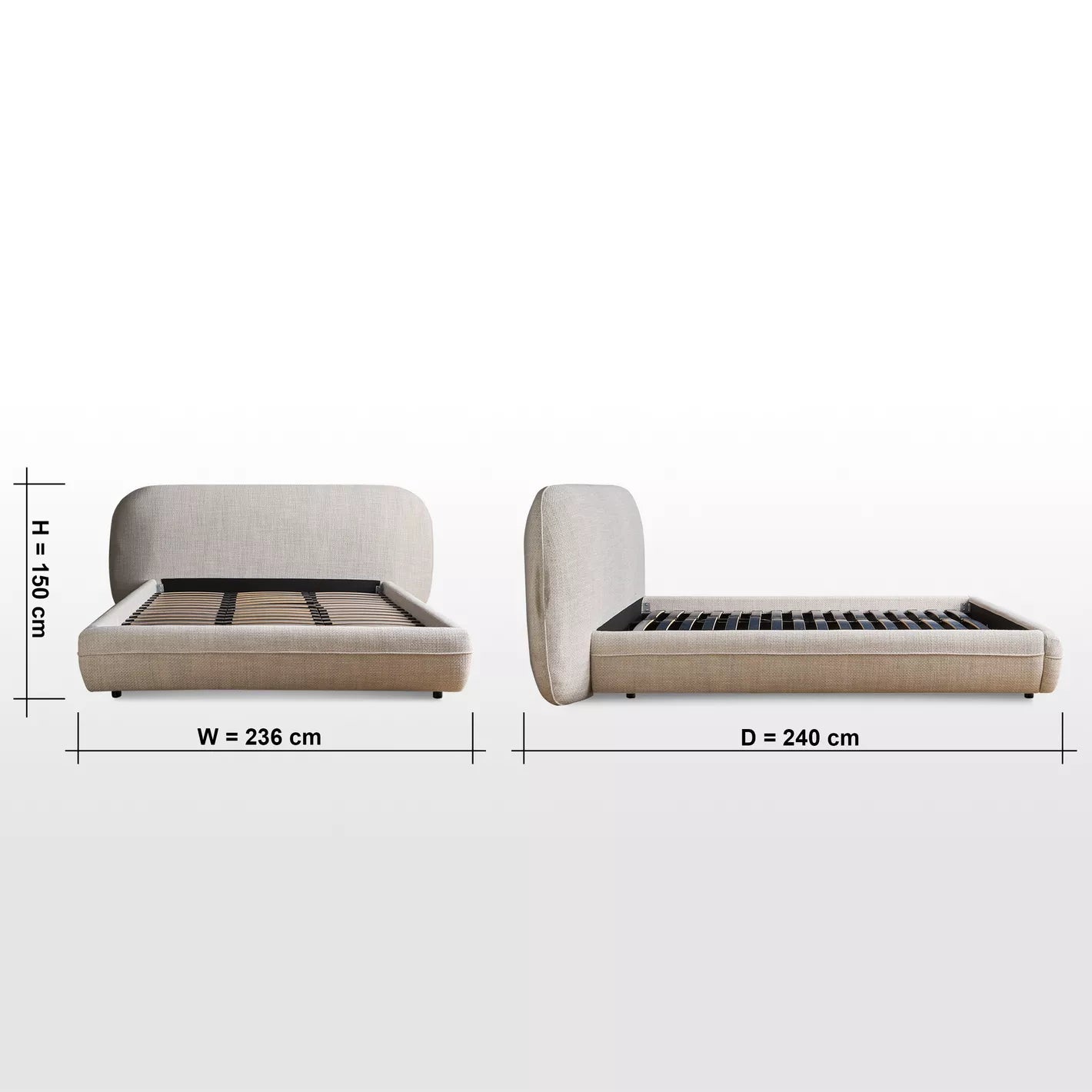 Nordisches französisches Queen-Size-Bett – 160 × 200 cm