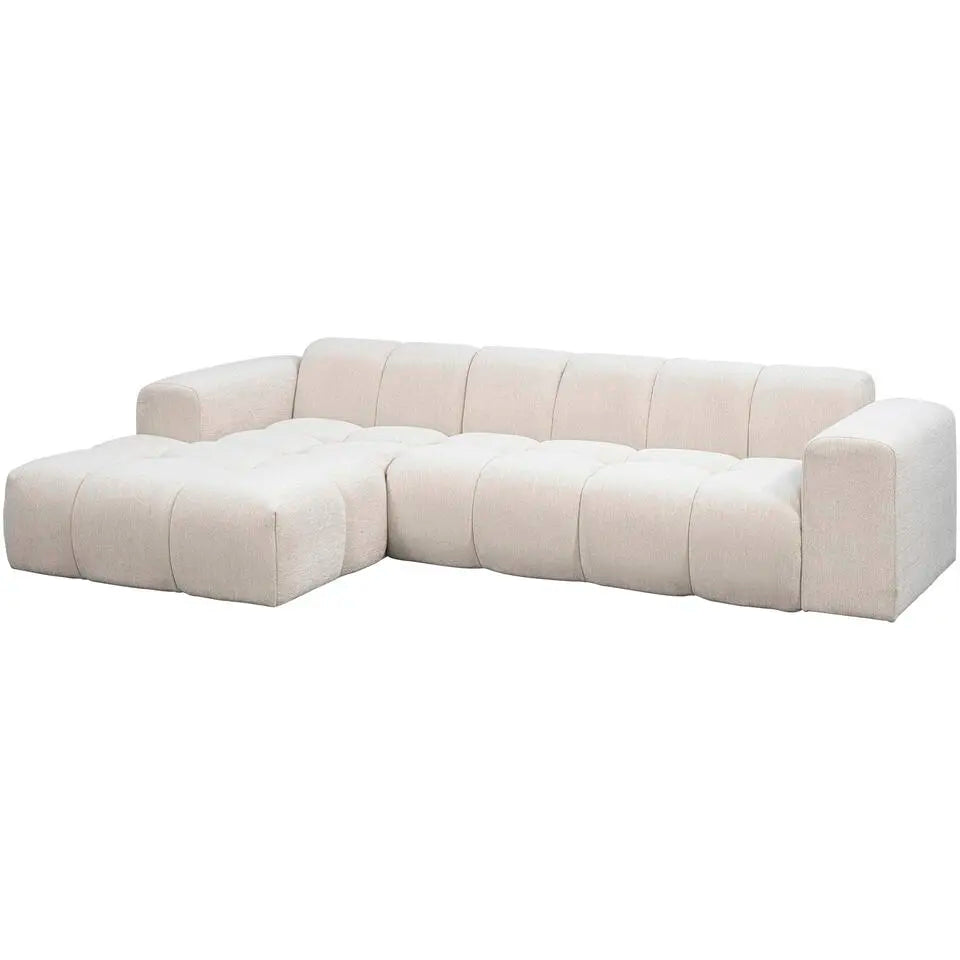 Modulares Bouclé Ecksofa mit Chaiselongue – Cremeweiß