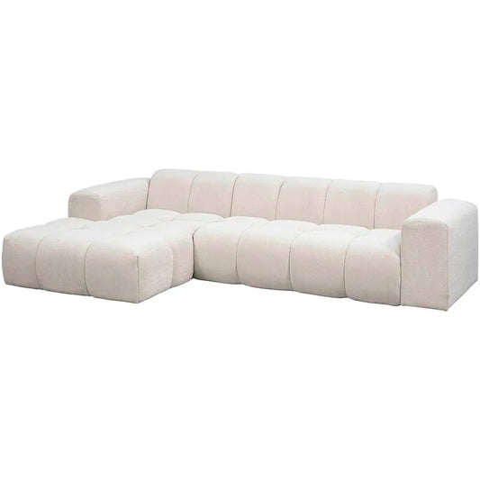 Modulares Bouclé Ecksofa mit Chaiselongue – Cremeweiß