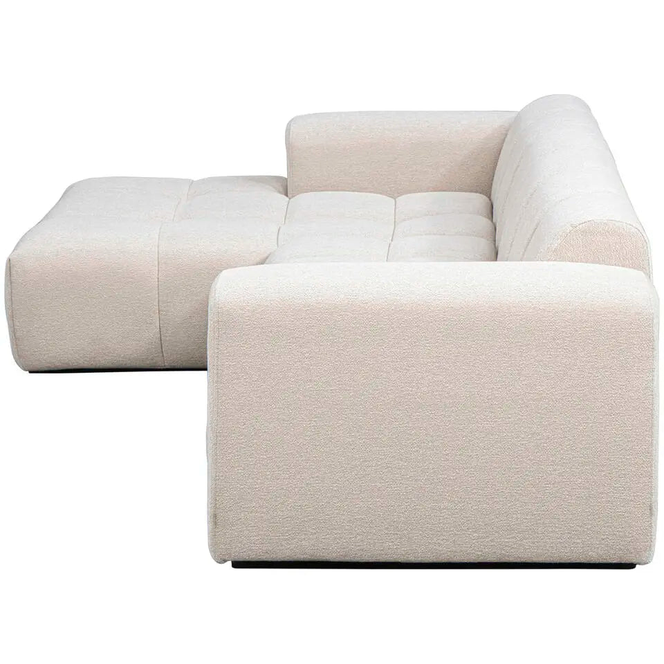 Modulares Bouclé Ecksofa mit Chaiselongue – Cremeweiß