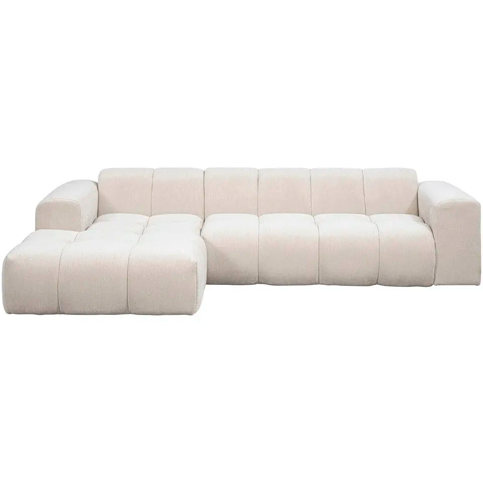 Modulares Bouclé Ecksofa mit Chaiselongue – Cremeweiß