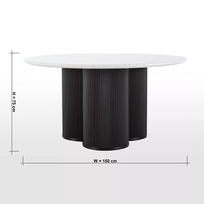 Monochromer 6-Sitzer-Esstisch mit Marmorplatte