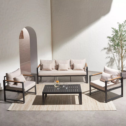 Elba 5-Sitzer-Lounge-Set für den Außenbereich mit Tisch