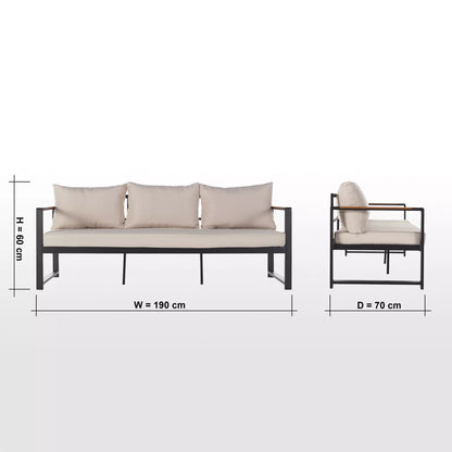 Elba 5-Sitzer-Lounge-Set für den Außenbereich mit Tisch