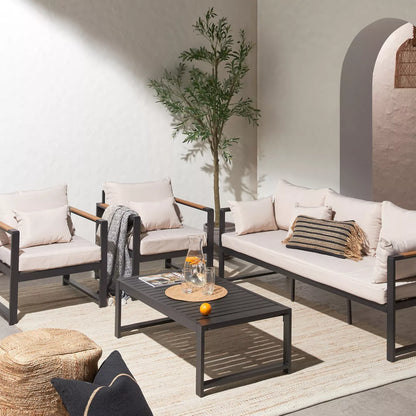 Elba 5-Sitzer-Lounge-Set für den Außenbereich mit Tisch