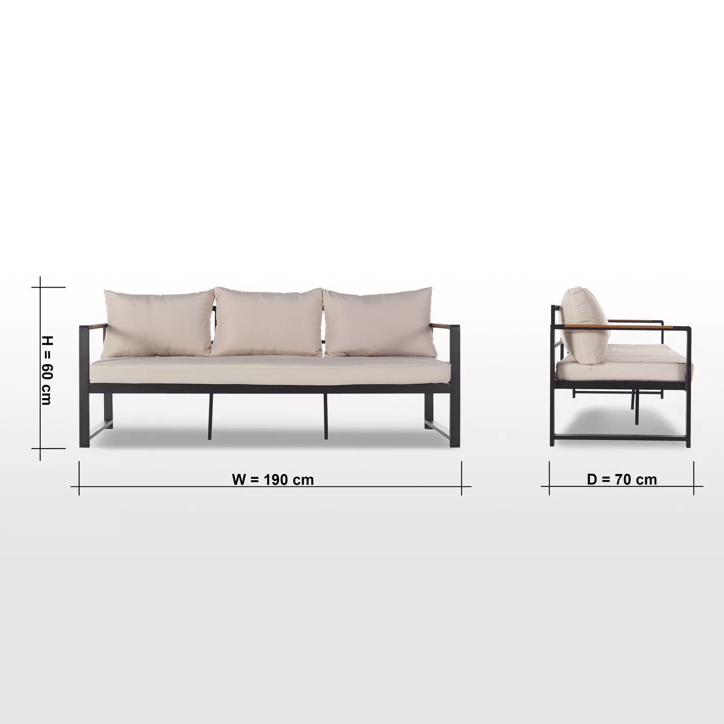 Elba 5-Sitzer-Lounge-Set für den Außenbereich mit Tisch