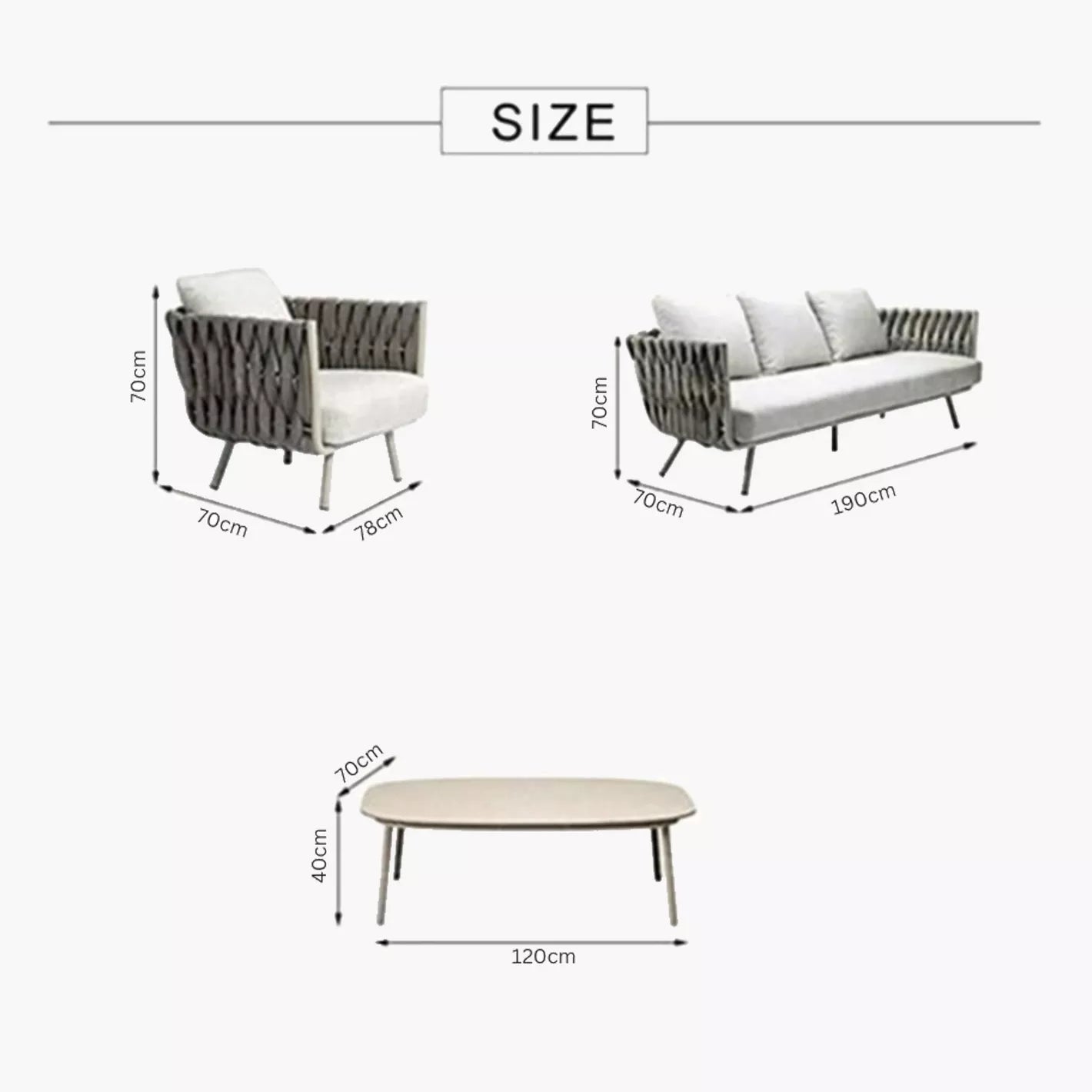Swin 5-Sitzer-Gartensofa-Set mit Tisch