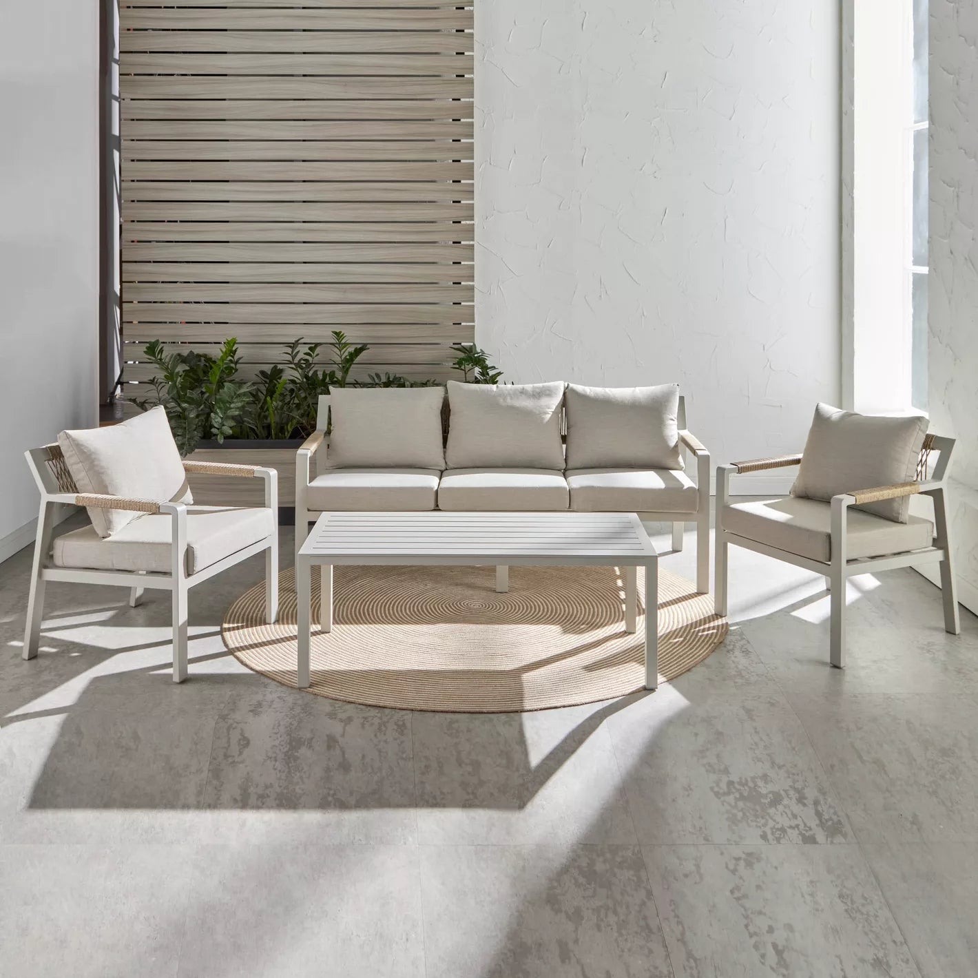 Melita 5-Sitzer-Lounge-Set für den Außenbereich mit Tisch