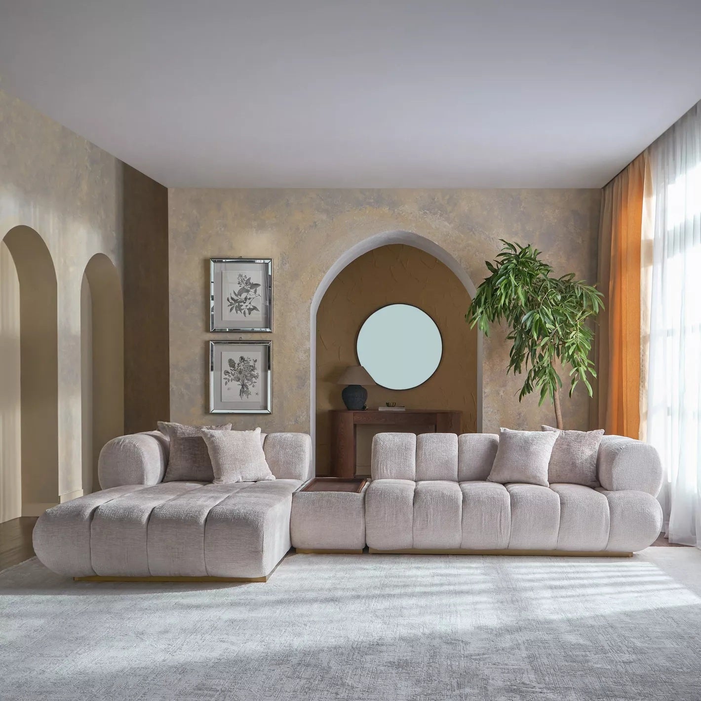 Nomad 4-Sitzer Samt-Ecksofa links