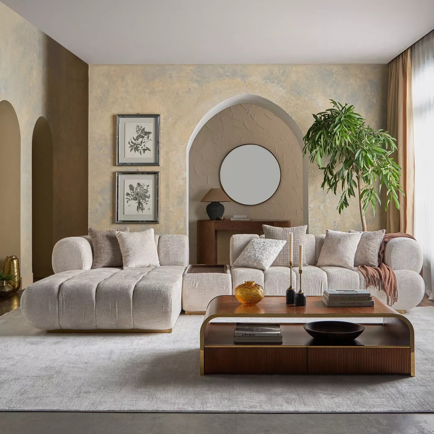 Nomad 4-Sitzer Samt-Ecksofa links