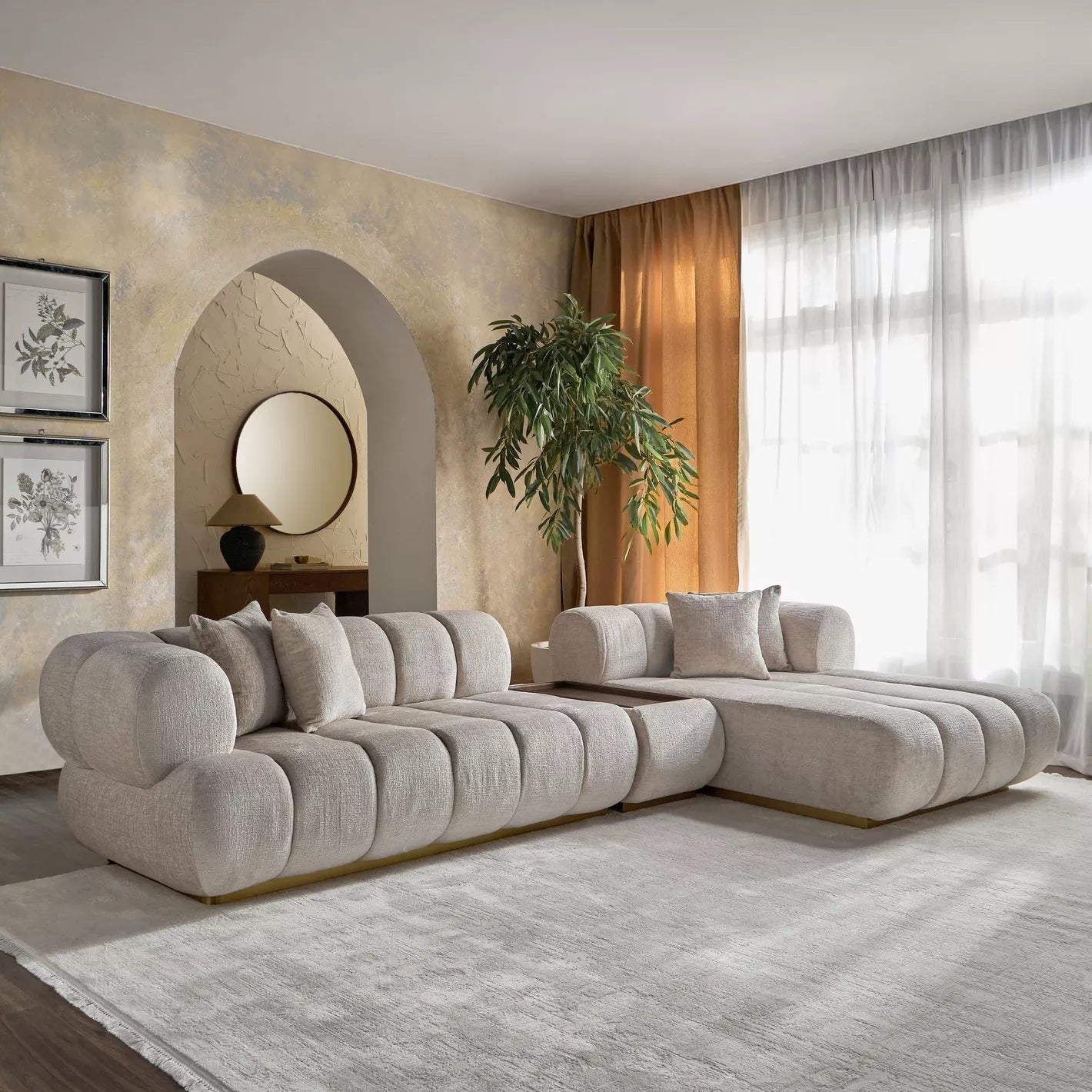Nomad 4-Sitzer Samt-Ecksofa rechts