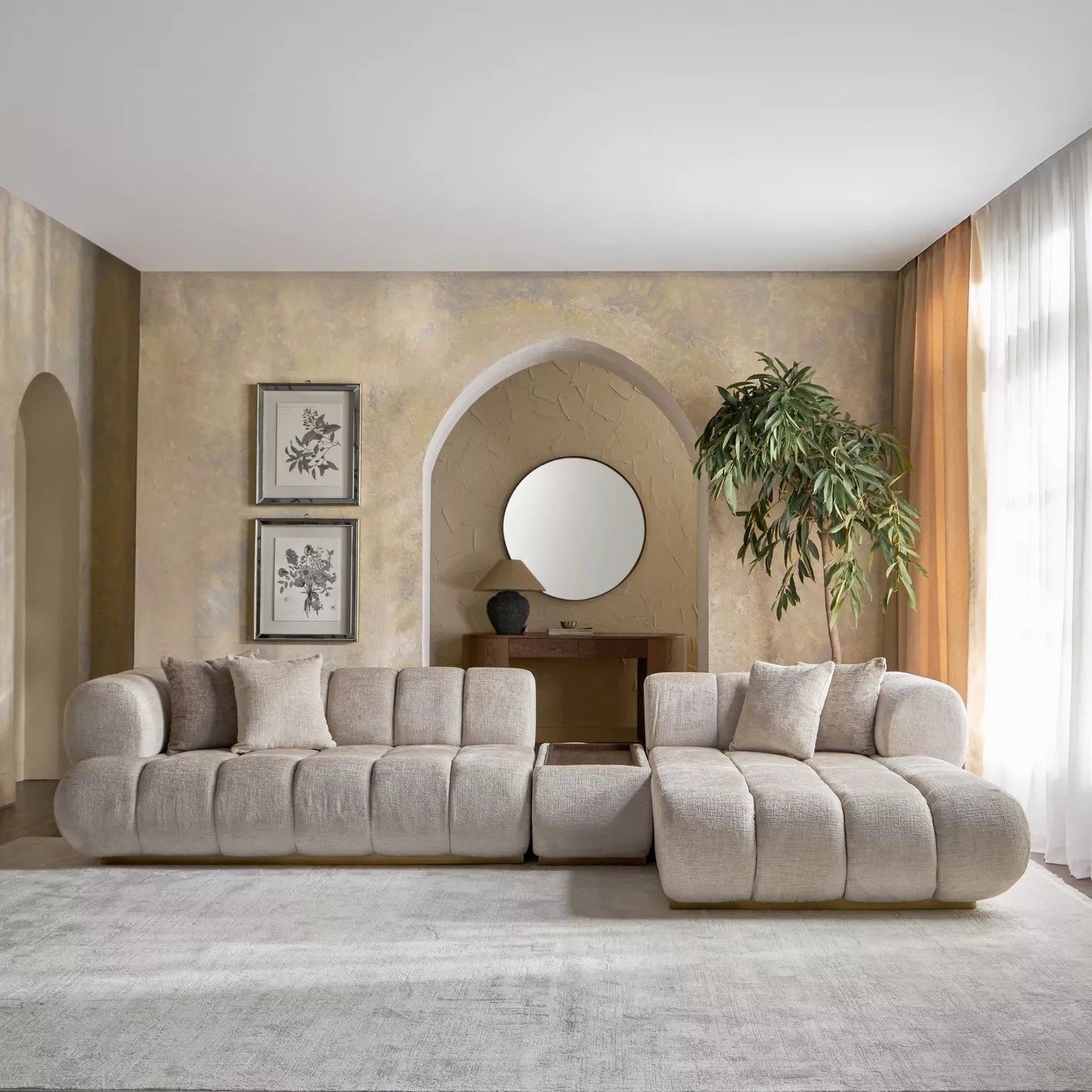Nomad 4-Sitzer Samt-Ecksofa rechts