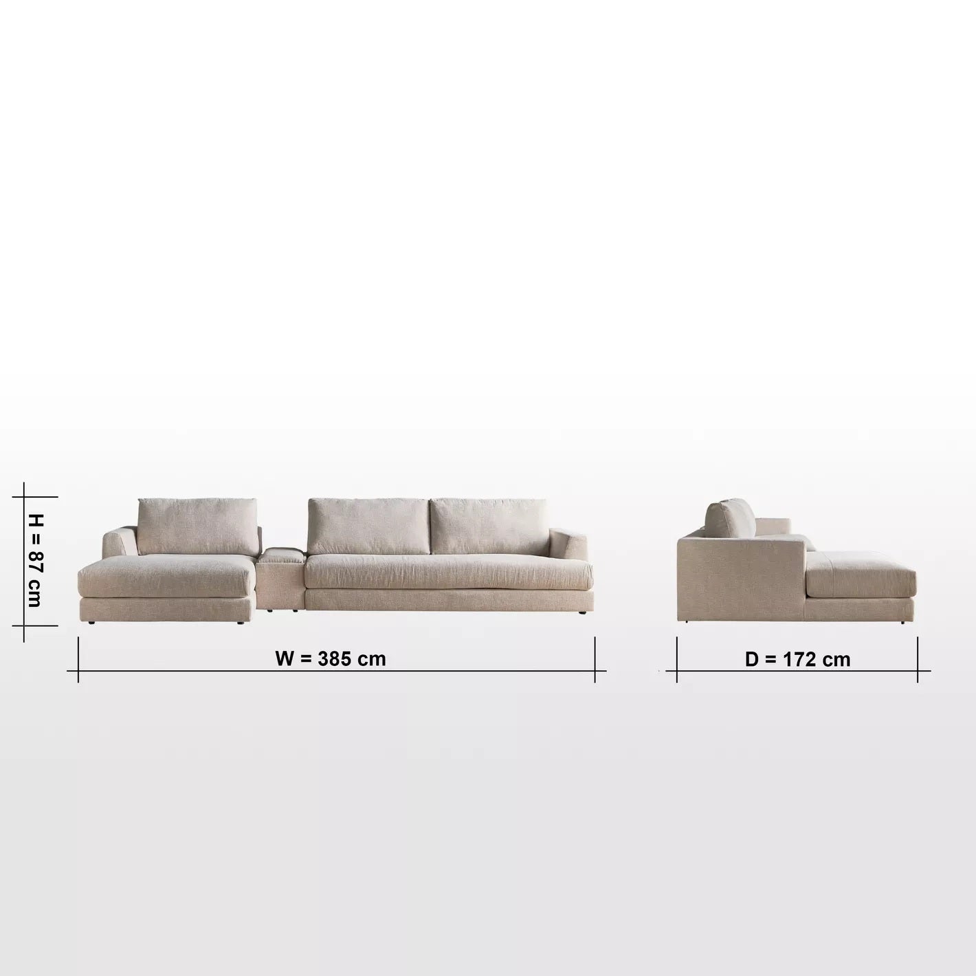 Hester 4-Sitzer Stoff-Ecksofa links