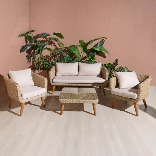 Bali 4-Sitzer-Lounge-Set für den Außenbereich mit Tisch