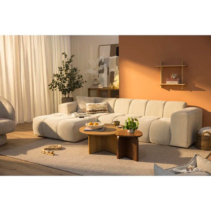 Modulares Bouclé Ecksofa mit Chaiselongue – Cremeweiß